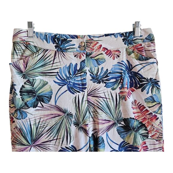 CHICO'S 2.5 Women 14 Cropped Pants Tropical Palm Print Secret Stretch 35 x 22.5 - Picture 2 of 7
